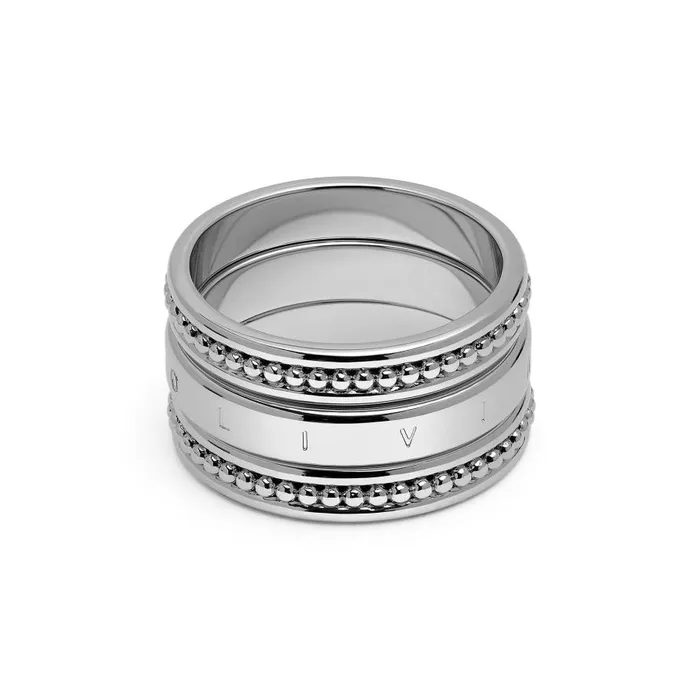 Women Rings Olivia Burton Ever Stacked Silver Tone Rings S