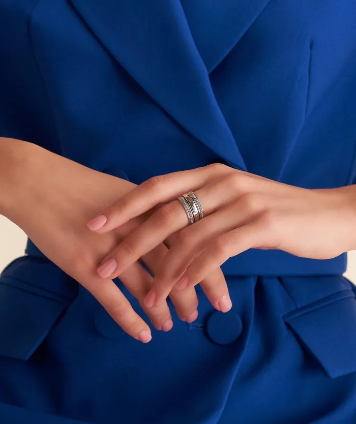 Women Rings Olivia Burton Ever Stacked Silver Tone Rings S