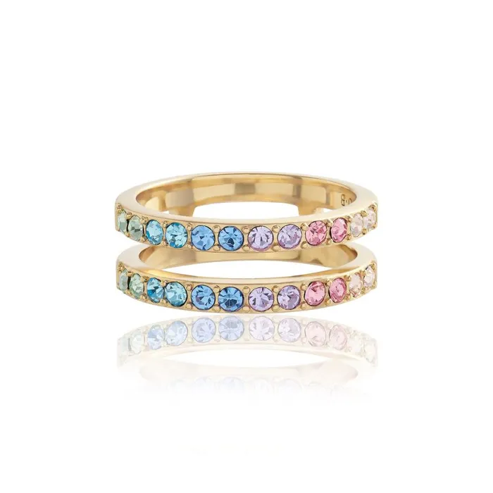 Women Rings Olivia Burton Gold Rainbow Double Band Ring S