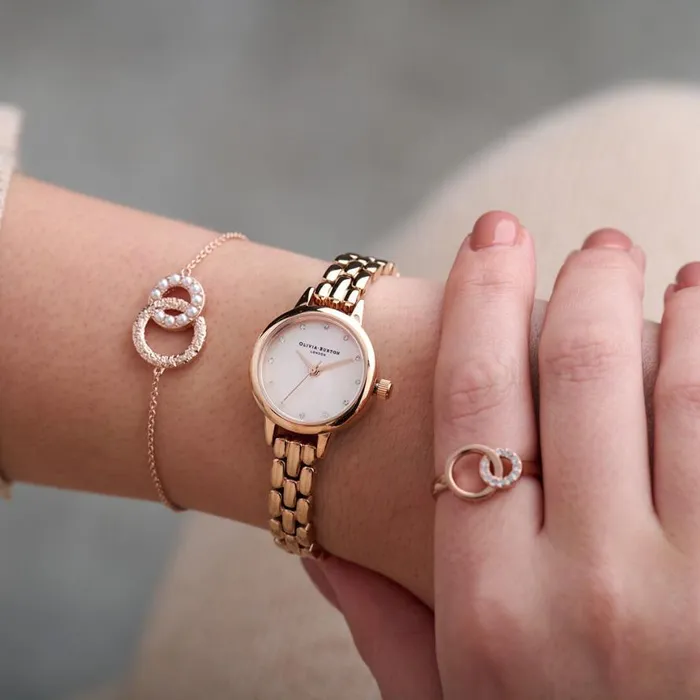 Women Rings Olivia Burton Rose Gold Interlink Ring