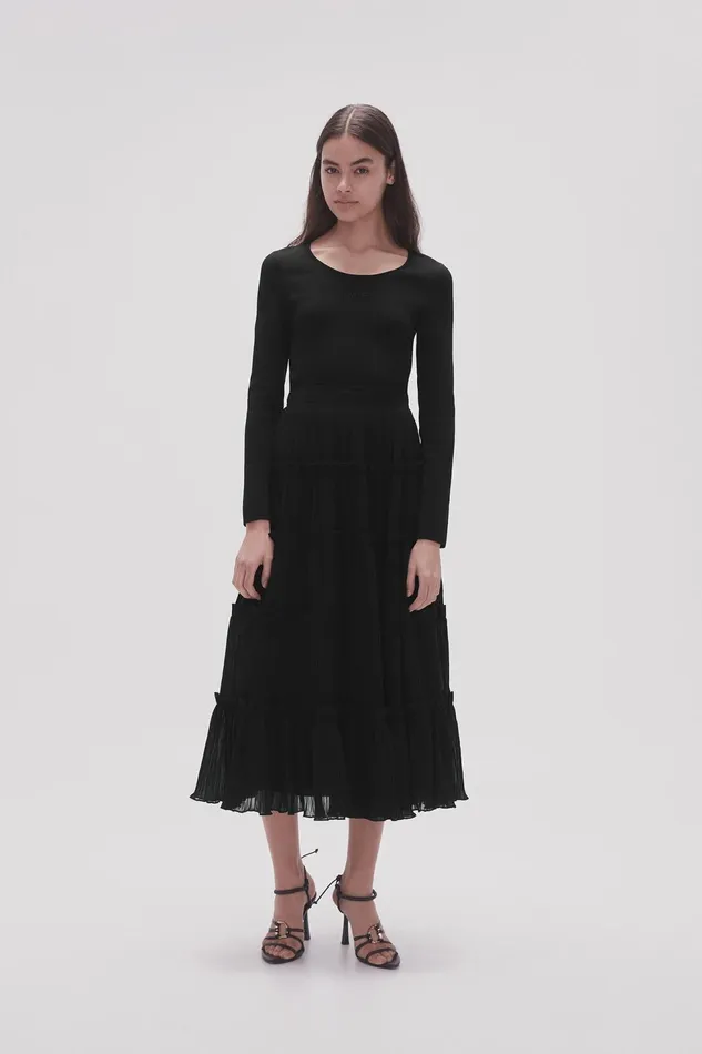 Women Robyn Tiered Maxi Skirt Black Aje Skirts
