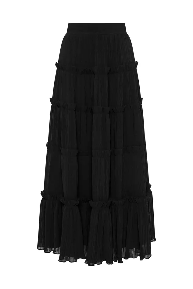Women Robyn Tiered Maxi Skirt Black Aje Skirts