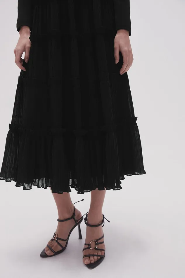 Women Robyn Tiered Maxi Skirt Black Aje Skirts