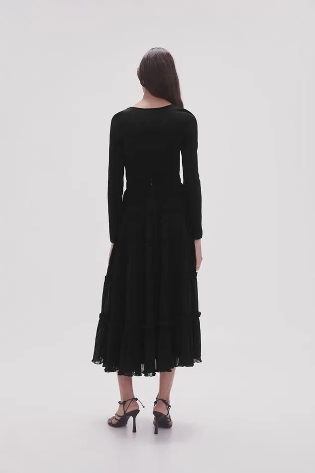 Women Robyn Tiered Maxi Skirt Black Aje Skirts