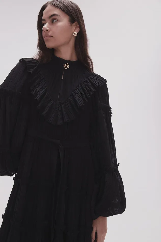 Women Robyn Tiered Midi Dress Black Aje Dresses