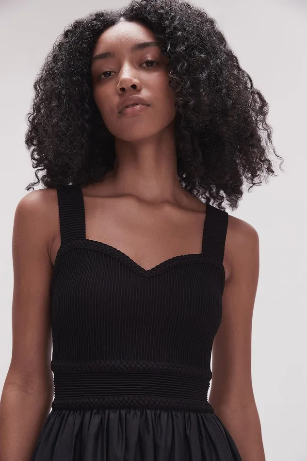 Women Romarin Knit Bodice Midi Dress Black Aje Dresses