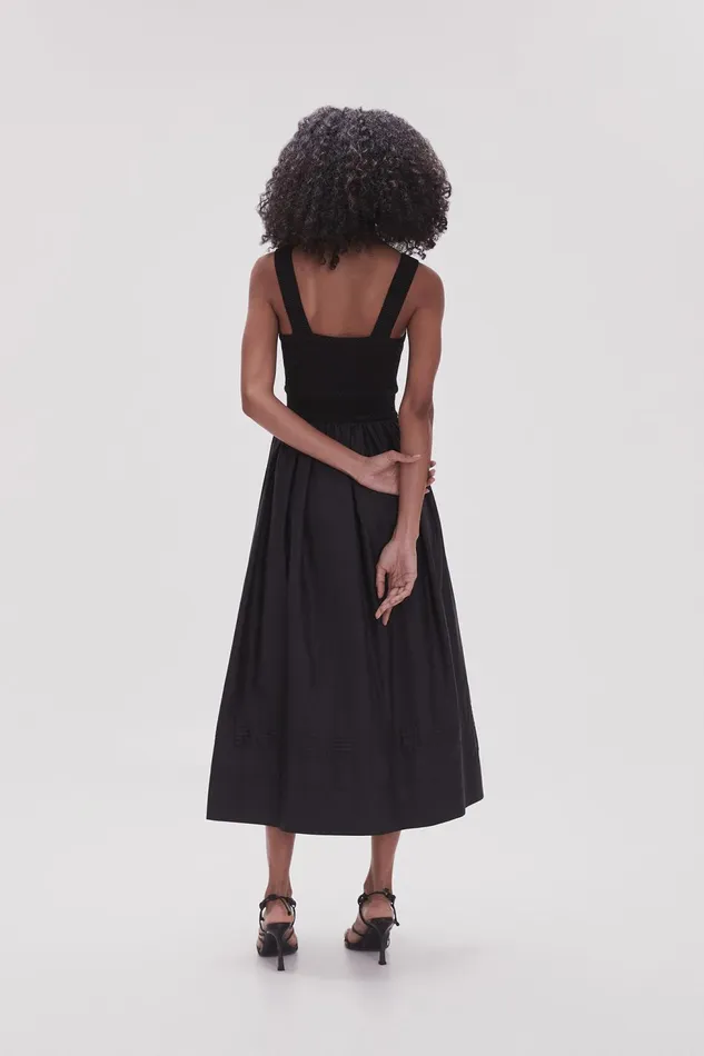 Women Romarin Knit Bodice Midi Dress Black Aje Dresses