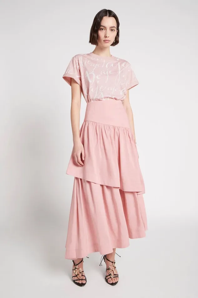 Women Romy Tiered Midi Skirt Dusty Pink Aje Skirts