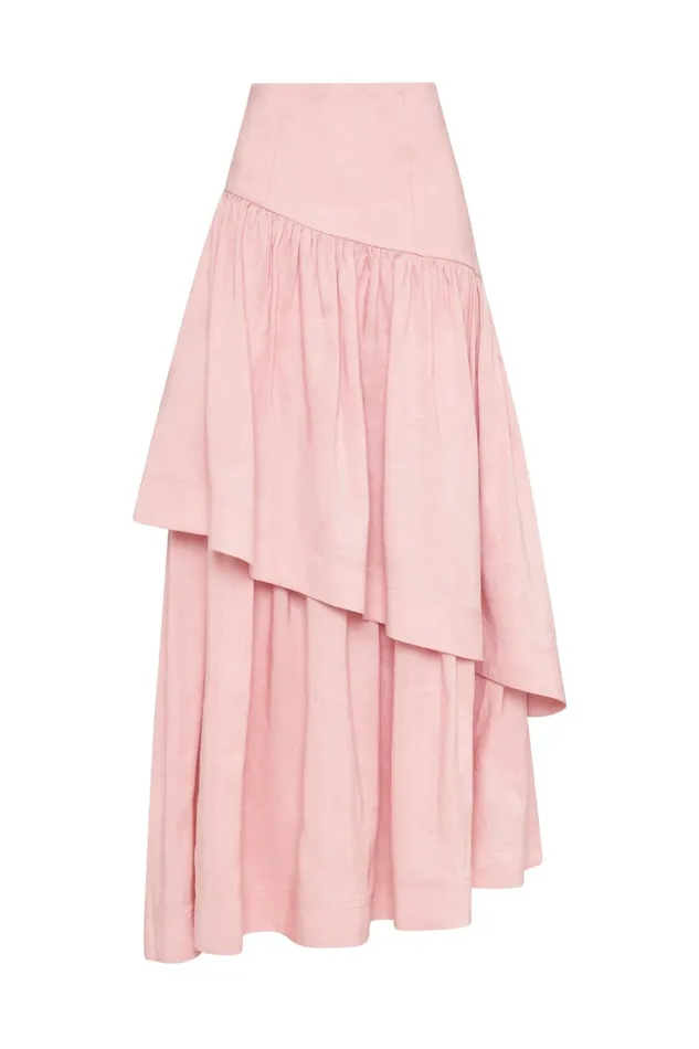 Women Romy Tiered Midi Skirt Dusty Pink Aje Skirts
