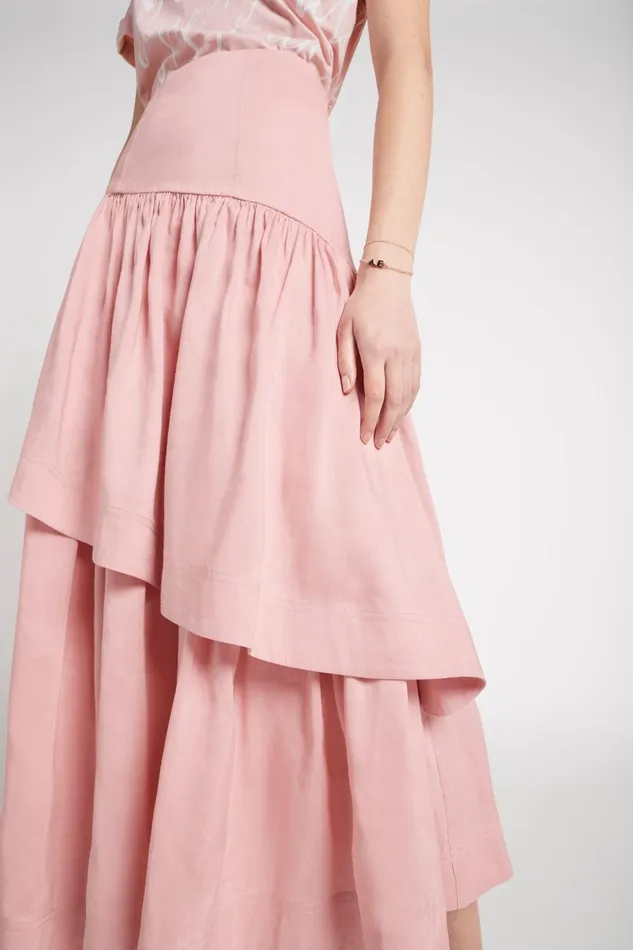 Women Romy Tiered Midi Skirt Dusty Pink Aje Skirts