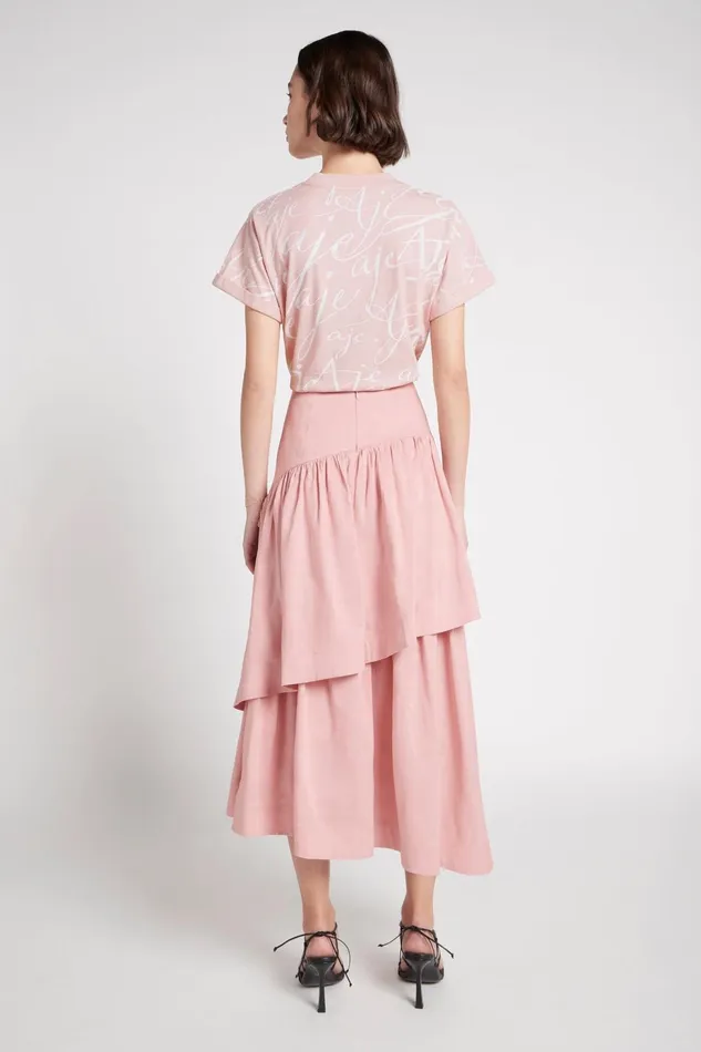 Women Romy Tiered Midi Skirt Dusty Pink Aje Skirts