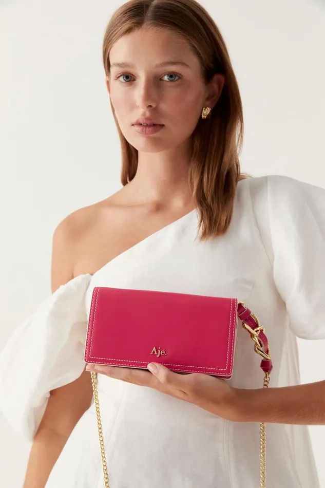 Women Roux Chain Clutch Bag Bougainvillea Red Aje Handbags and Wallets