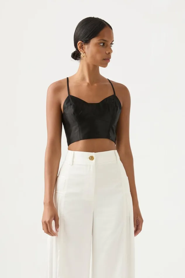 Women Rowena Panelled Bralette Black Aje Tops