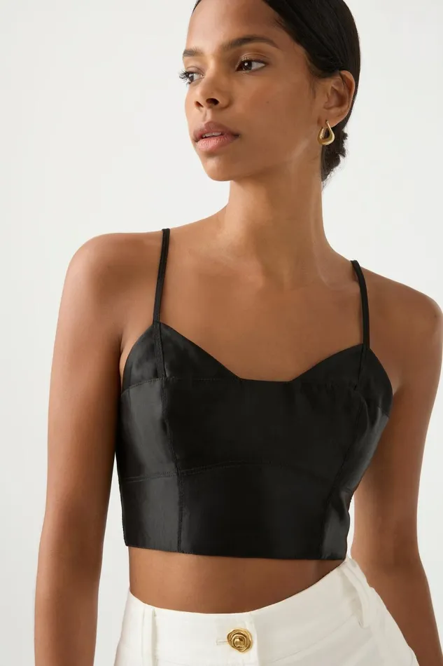 Women Rowena Panelled Bralette Black Aje Tops