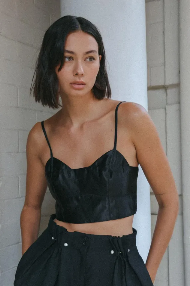 Women Rowena Panelled Bralette Black Aje Tops