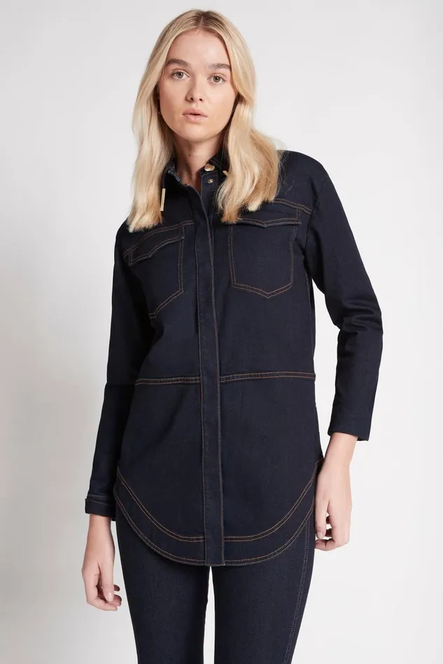 Women Ryka Textured Denim Shirt Indigo Aje Denim