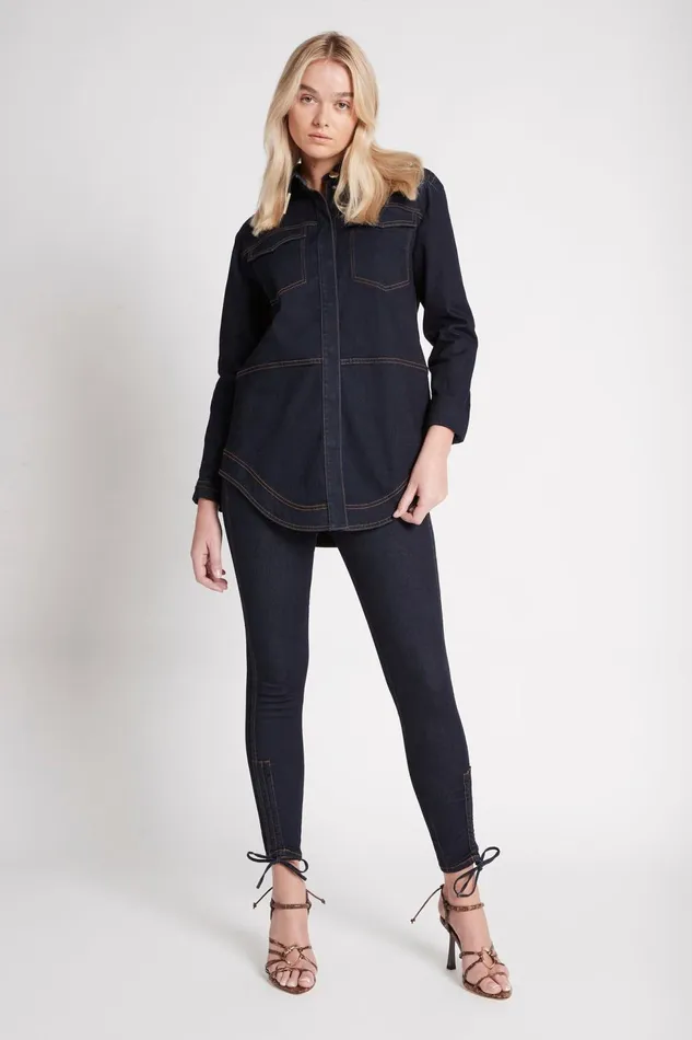 Women Ryka Textured Denim Shirt Indigo Aje Denim
