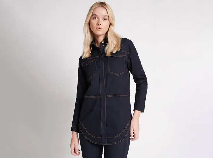 Women Ryka Textured Denim Shirt Indigo Aje Denim