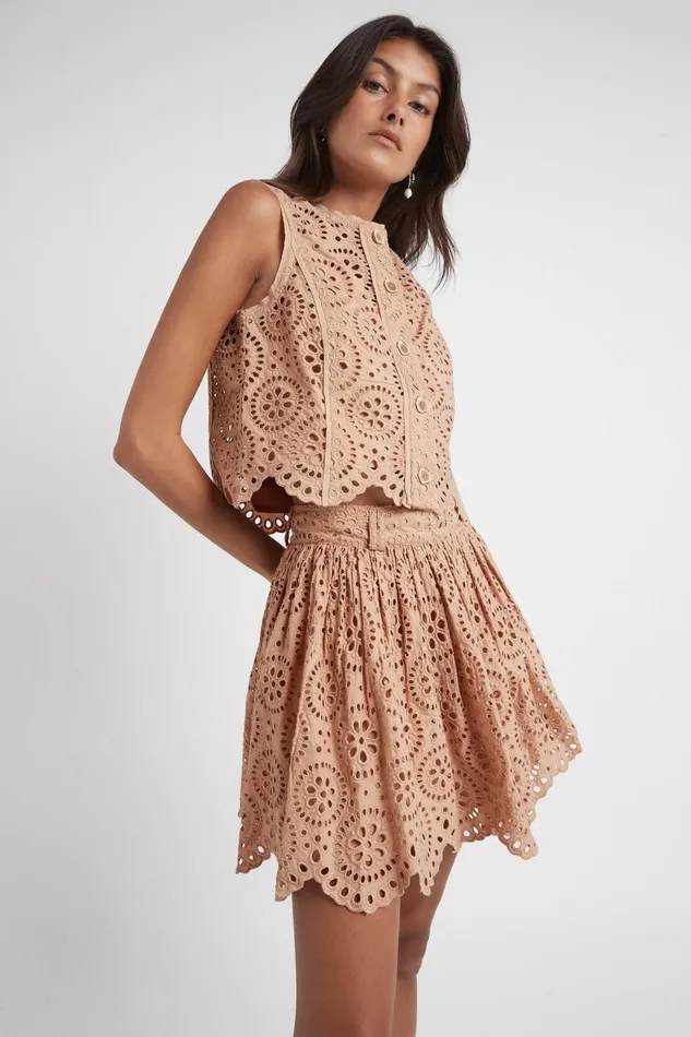 Women Salita Broderie Skirt Bleachcoast Beige Aje Skirts