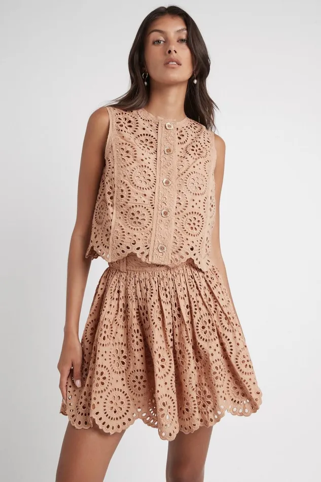 Women Salita Broderie Skirt Bleachcoast Beige Aje Skirts