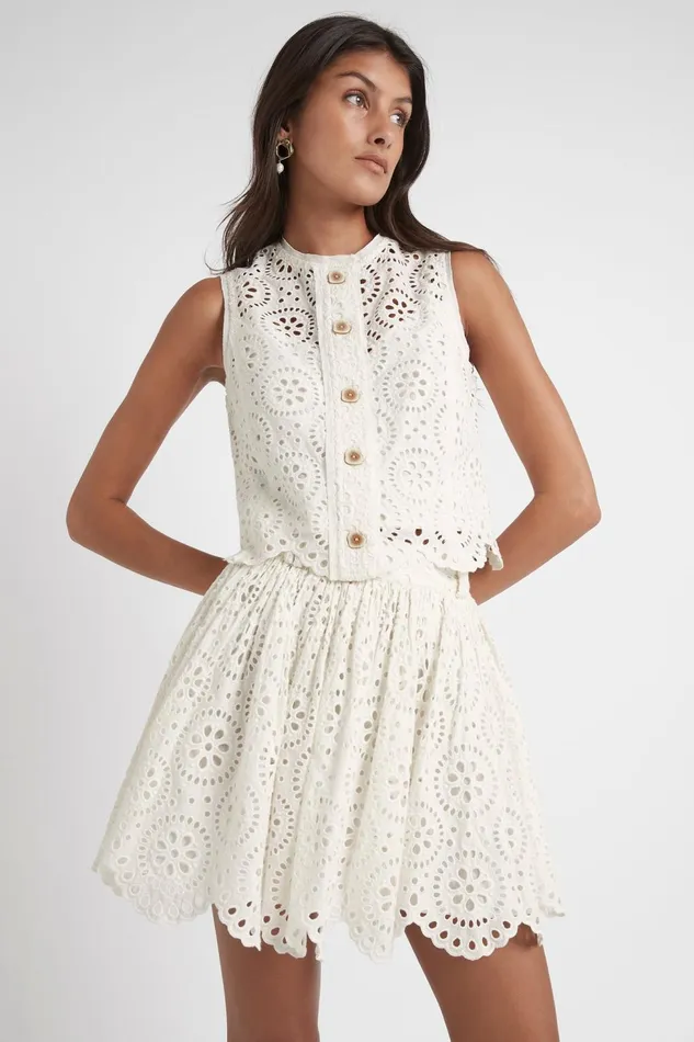 Women Salita Broderie Skirt Ivory Aje Skirts