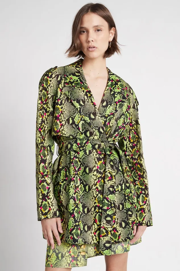 Women Serpentine Belted Jacket Snake Effect Aje Blazers Jackets and Coats