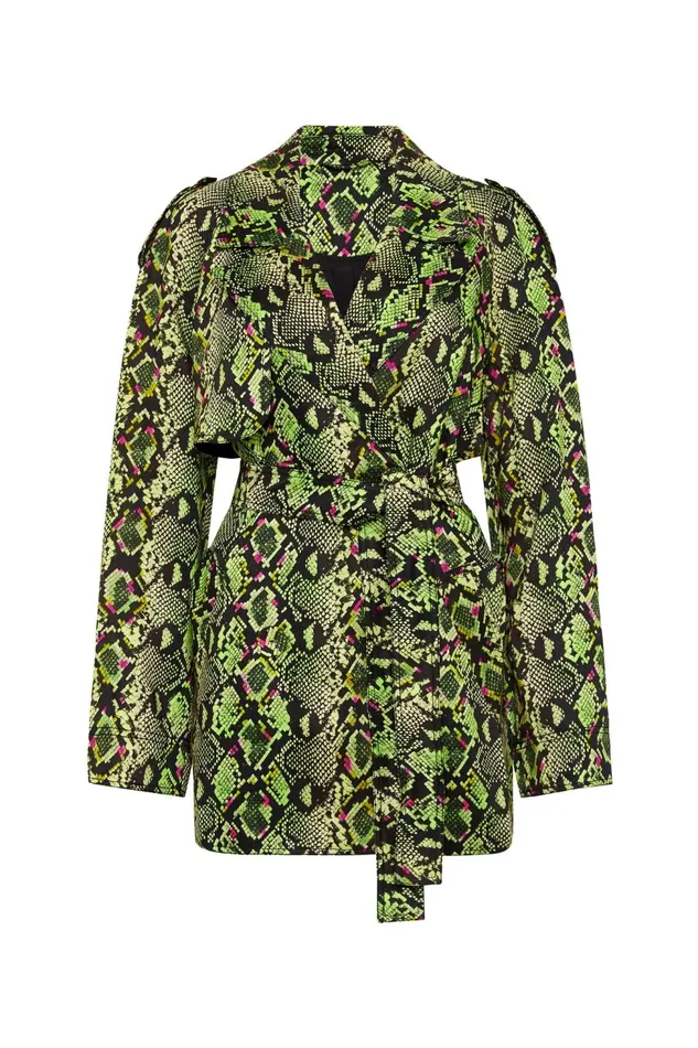 Women Serpentine Belted Jacket Snake Effect Aje Blazers Jackets and Coats