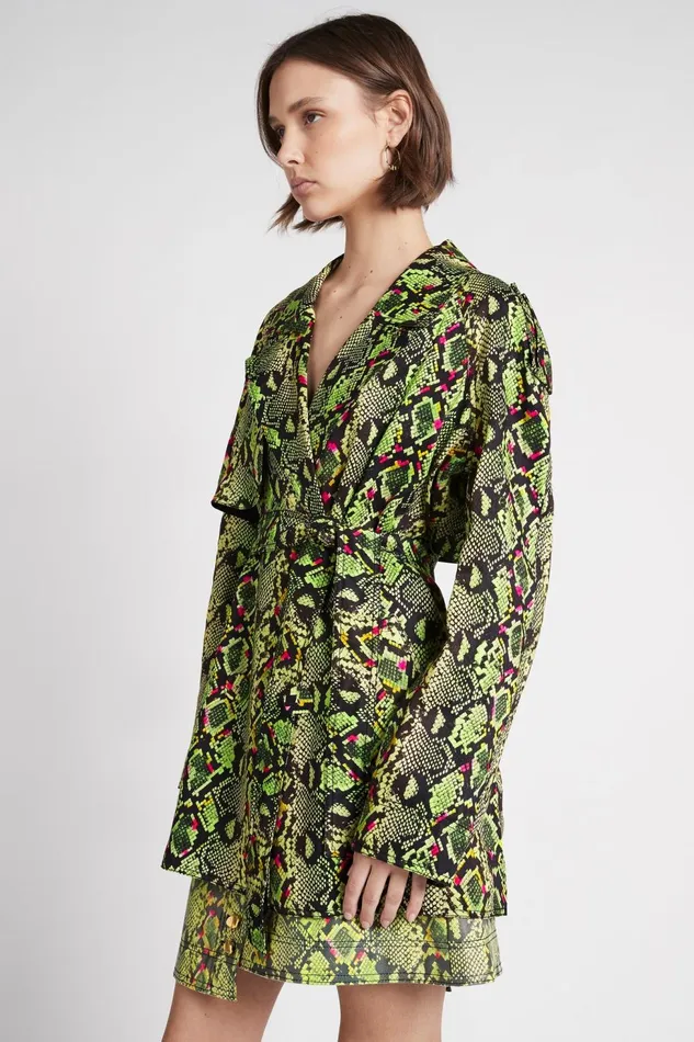 Women Serpentine Belted Jacket Snake Effect Aje Blazers Jackets and Coats