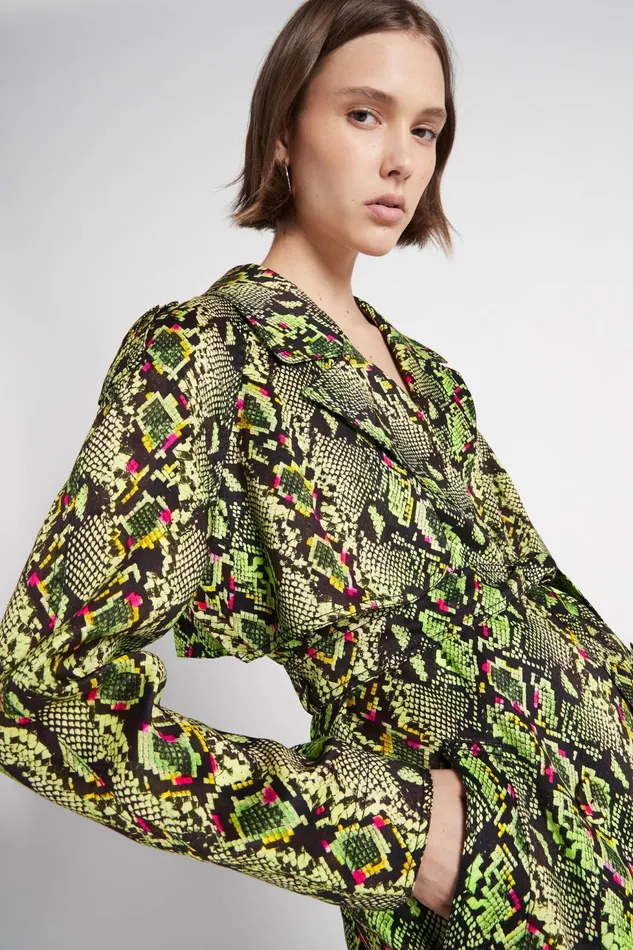 Women Serpentine Belted Jacket Snake Effect Aje Blazers Jackets and Coats