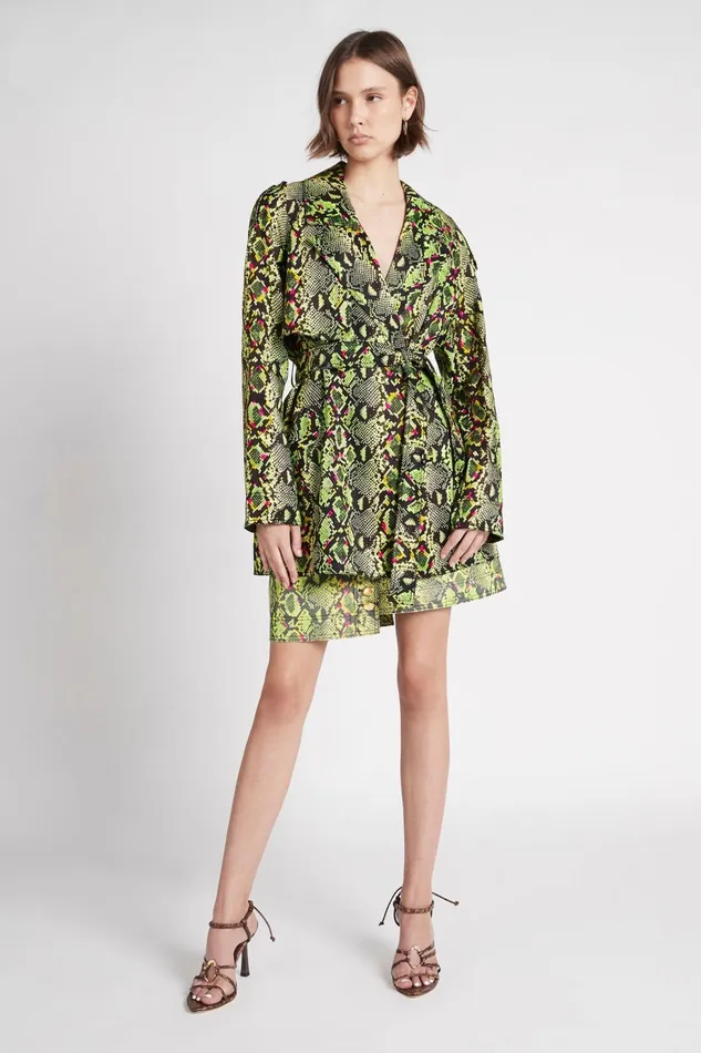 Women Serpentine Belted Jacket Snake Effect Aje Blazers Jackets and Coats