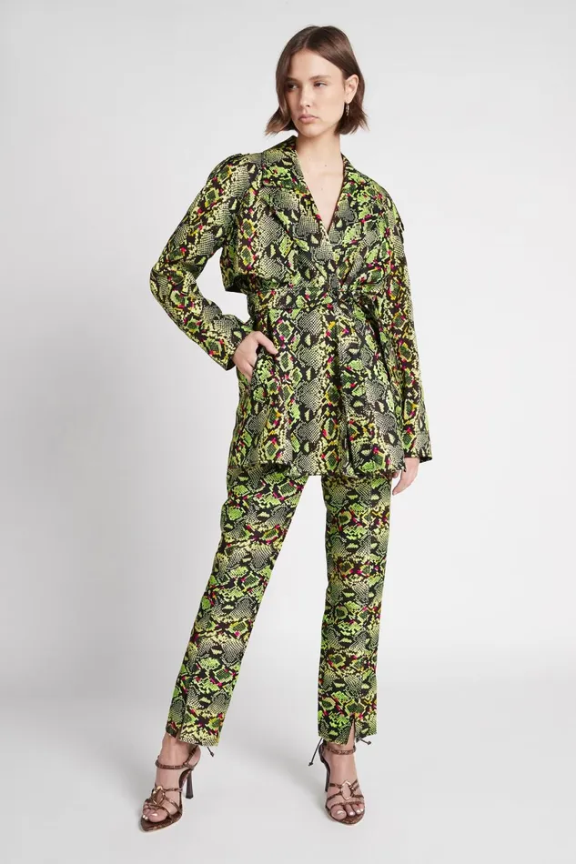 Women Serpentine Belted Jacket Snake Effect Aje Blazers Jackets and Coats
