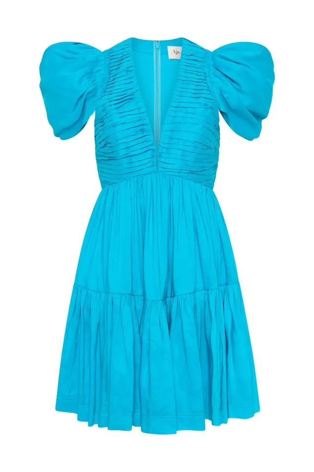 Women Severine Tiered Mini Dress Sky Blue Aje Dresses