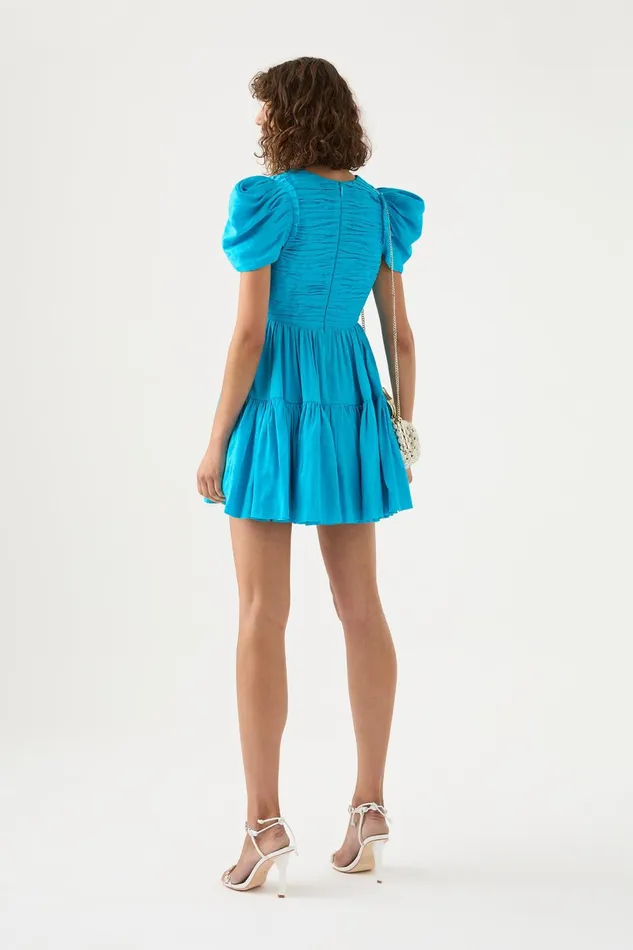 Women Severine Tiered Mini Dress Sky Blue Aje Dresses