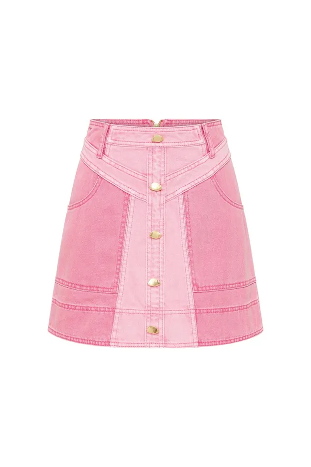 Women Shades Denim Mini Skirt Two Tone Pink Aje Skirts