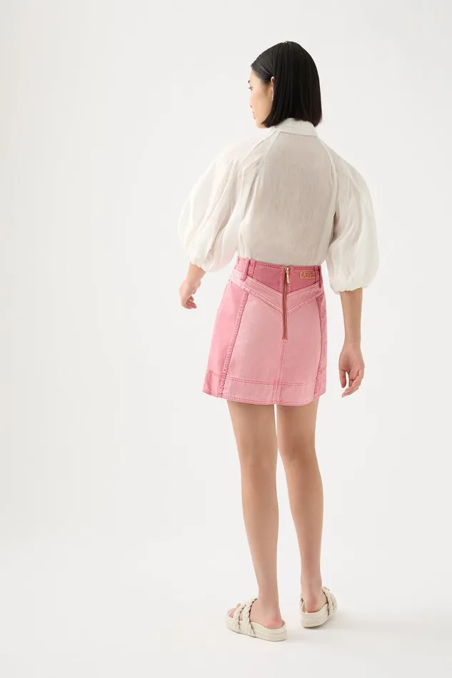 Women Shades Denim Mini Skirt Two Tone Pink Aje Skirts