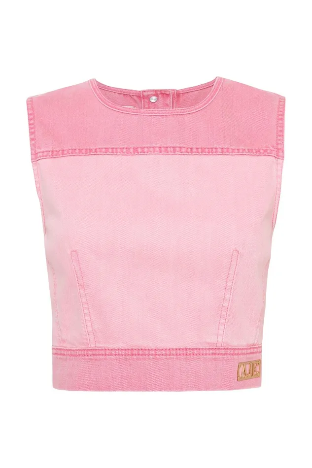 Women Shades Pink Denim Shell Top Two Tone Pink Aje Denim