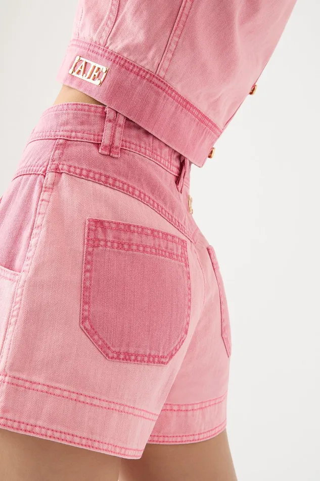 Women Shades Pink Denim Short Two Tone Pink Aje Denim