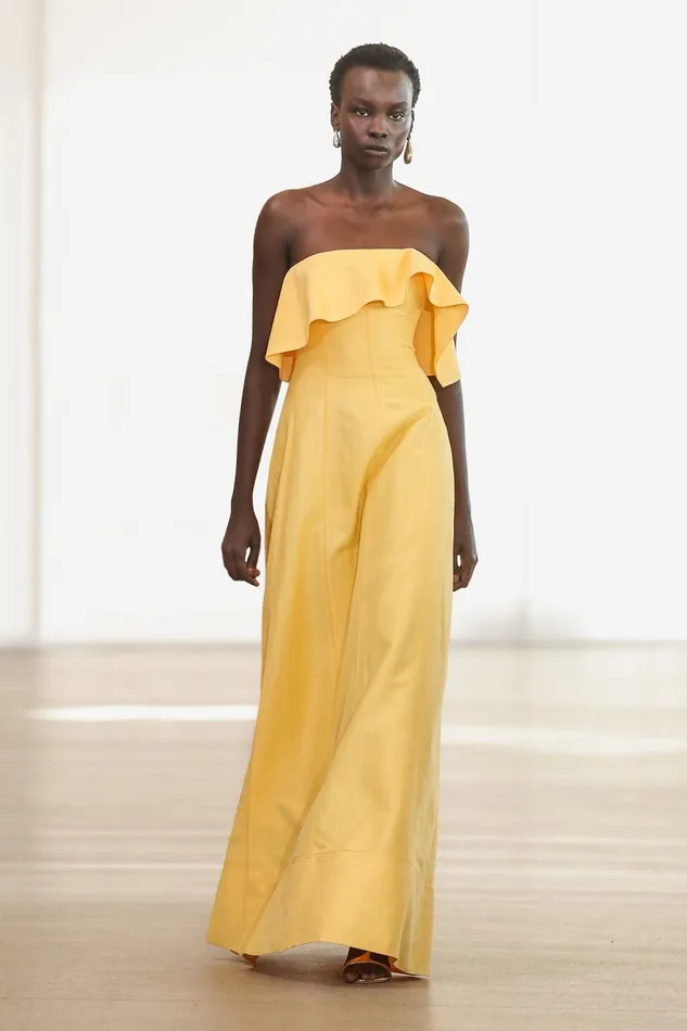 Women Shallows Strapless Gown Marigold Yellow Aje Dresses