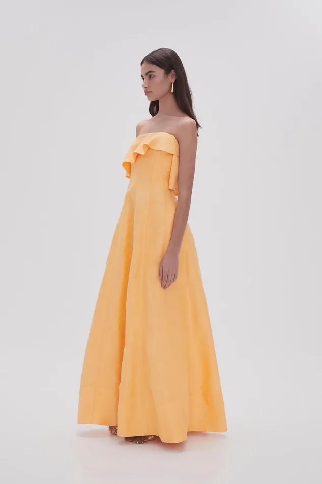 Women Shallows Strapless Gown Marigold Yellow Aje Dresses