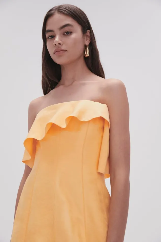 Women Shallows Strapless Gown Marigold Yellow Aje Dresses