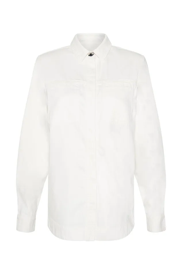 Women Sheen Fringe Denim Shirt White Aje Denim