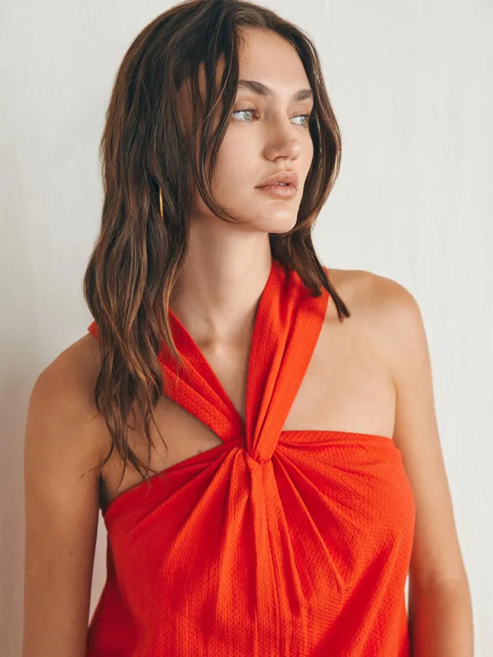 Women Shirts and Tops Faherty Bay Twist Top Poppy Red