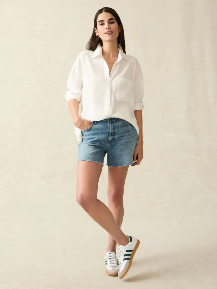 Women Shirts and Tops Faherty Laguna Linen Relaxed Shirt White