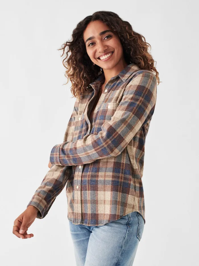 Women Shirts and Tops Faherty Legend Sweater Shirt Bozeman Plaid