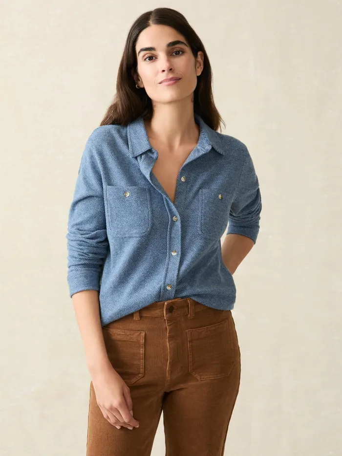 Women Shirts and Tops Faherty Legend Sweater Shirt Glacier Blue Twill