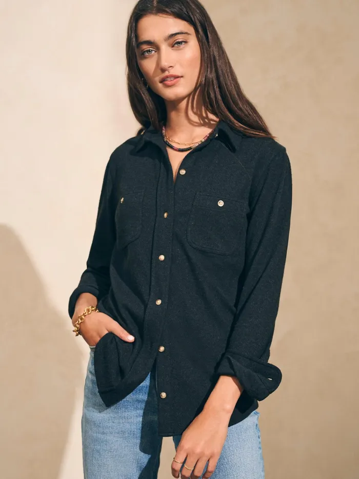 Women Shirts and Tops Faherty Legend Sweater Shirt Heathered Black Twill