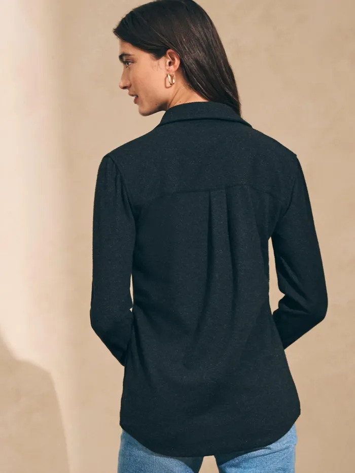 Women Shirts and Tops Faherty Legend Sweater Shirt Heathered Black Twill