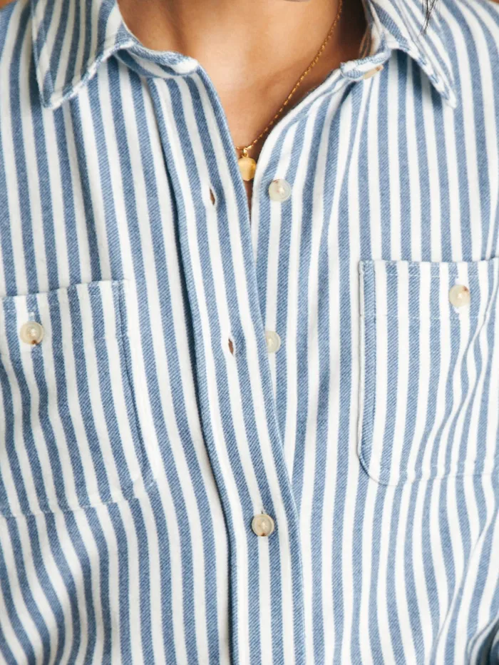 Women Shirts and Tops Faherty Legend Sweater Shirt Navy Blazer Stripe