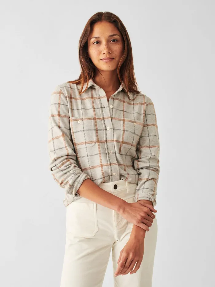 Women Shirts and Tops Faherty Legend Sweater Shirt Open Tundra Windowpane