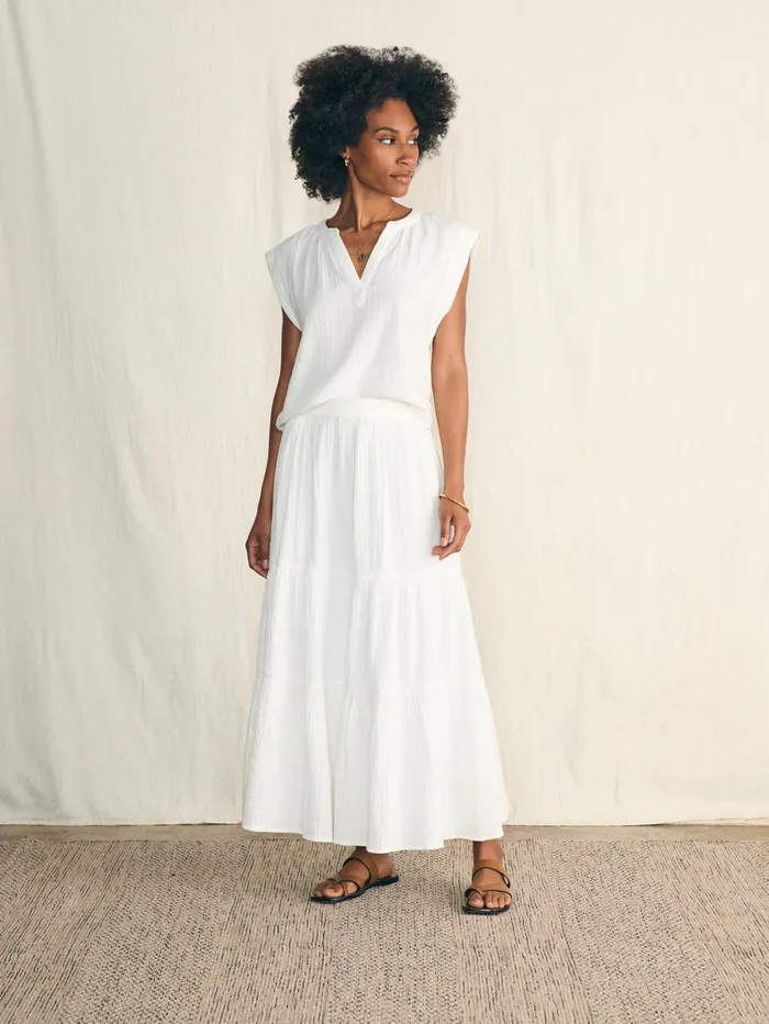 Women Shorts and Skirts Faherty Dream Cotton Gauze Valentina Skirt White